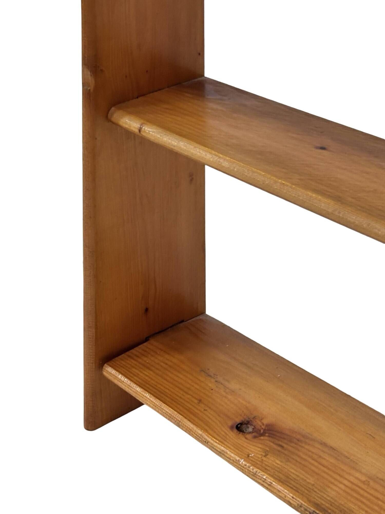 Vintage wooden wall shelve rack bookshelf in pinewood minimalist design