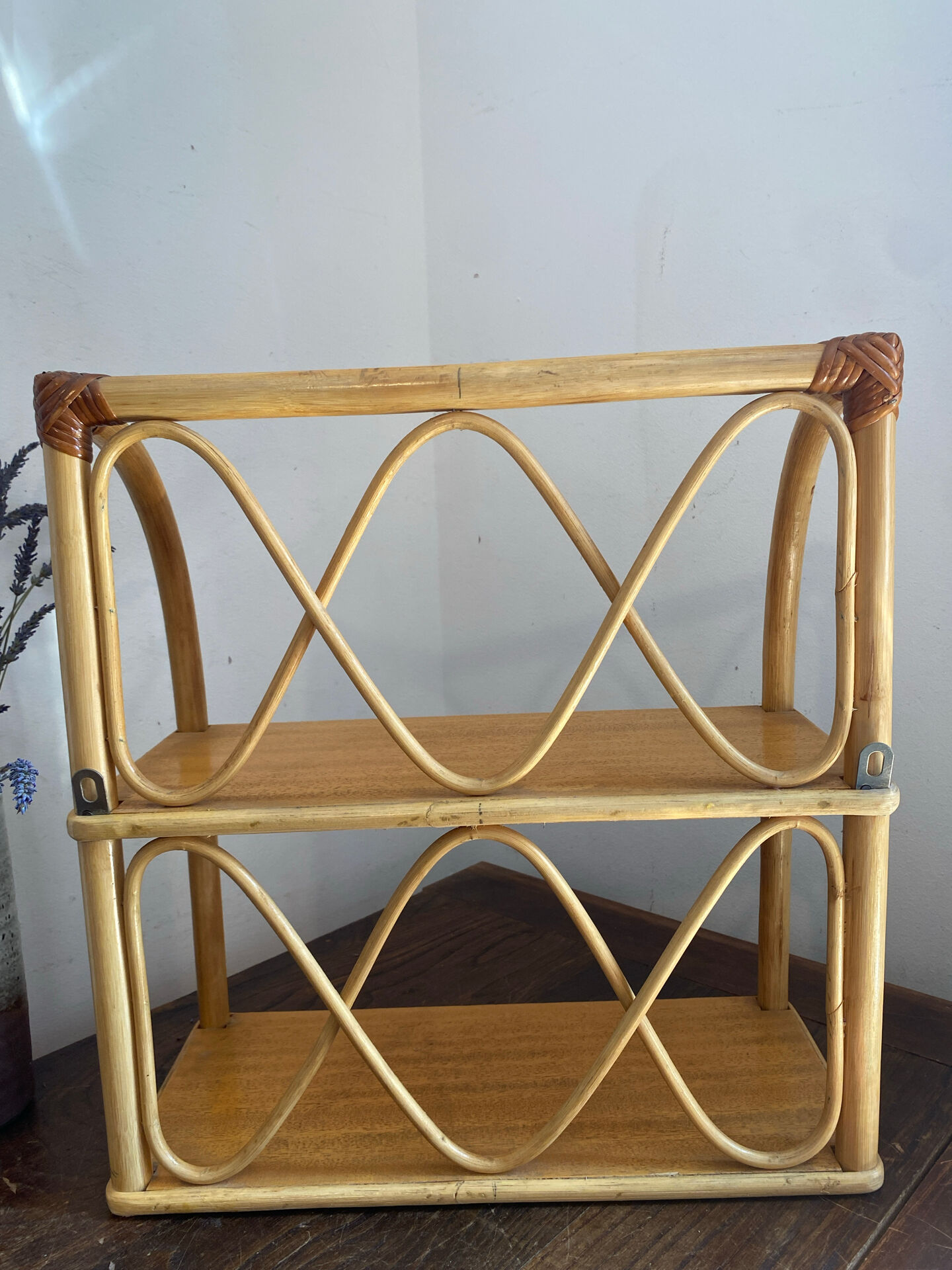 Rattan wall shelf