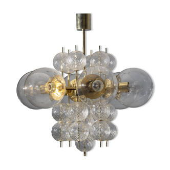 Mid-Century Brass and Glass Chandelier, Europe, 1960s