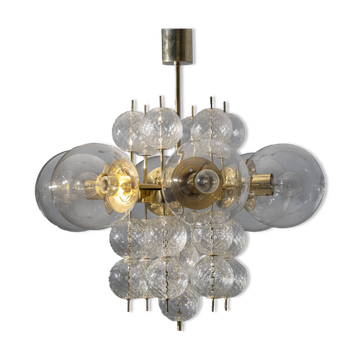 Mid-Century Brass and Glass Chandelier, Europe, 1960s