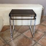 Side table. Chrome and plexiglass. 1970. Space age.