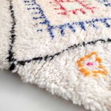 Moroccan Berber carpet Azilal ecru with black diamonds and colorful patterns 248x147cm