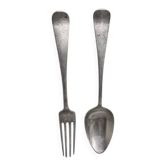 Antique Dutch Silver Fork And Spoon, early 1900s