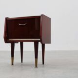Pair vintage nightstands in wood veneer, Belgium 1950s