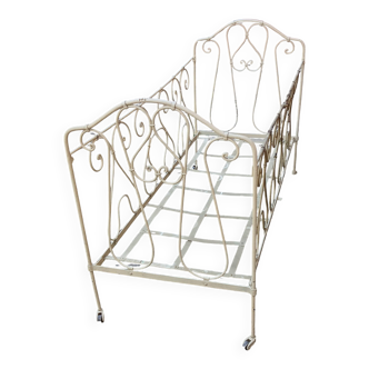 Magnificent bench/antique wrought iron bed.