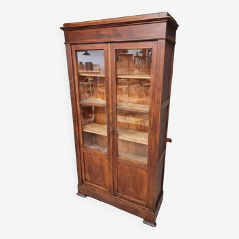 Vitrine ancienne armoire d'école française en chêne 105 x 200 cm