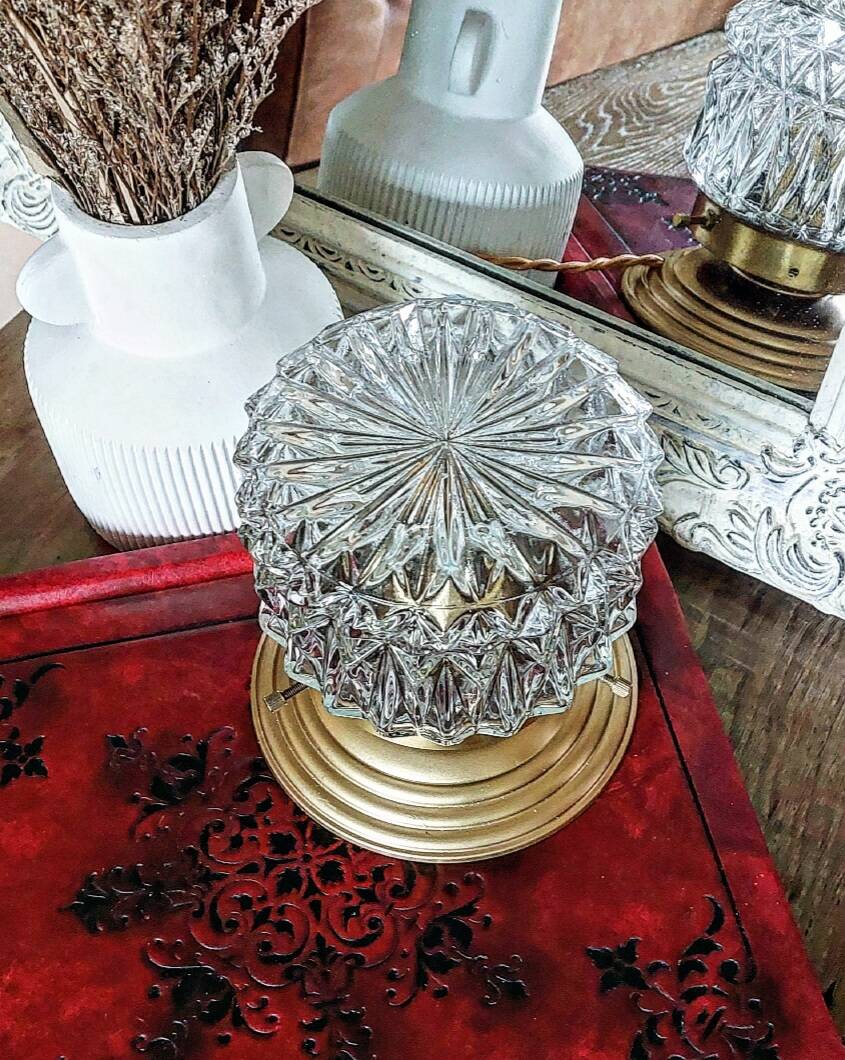 Vintage chiseled glass lamp