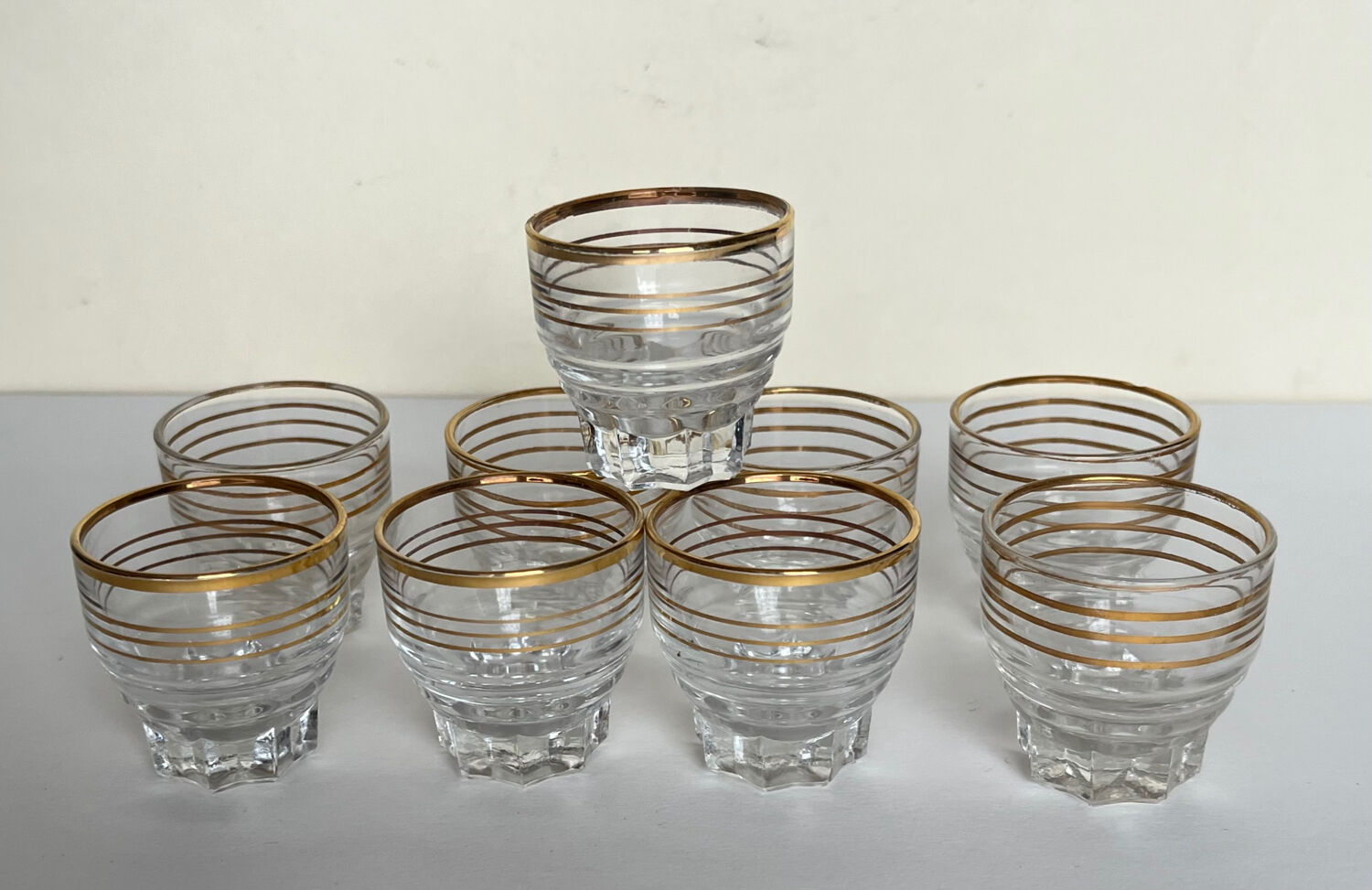 9 vintage shot glasses