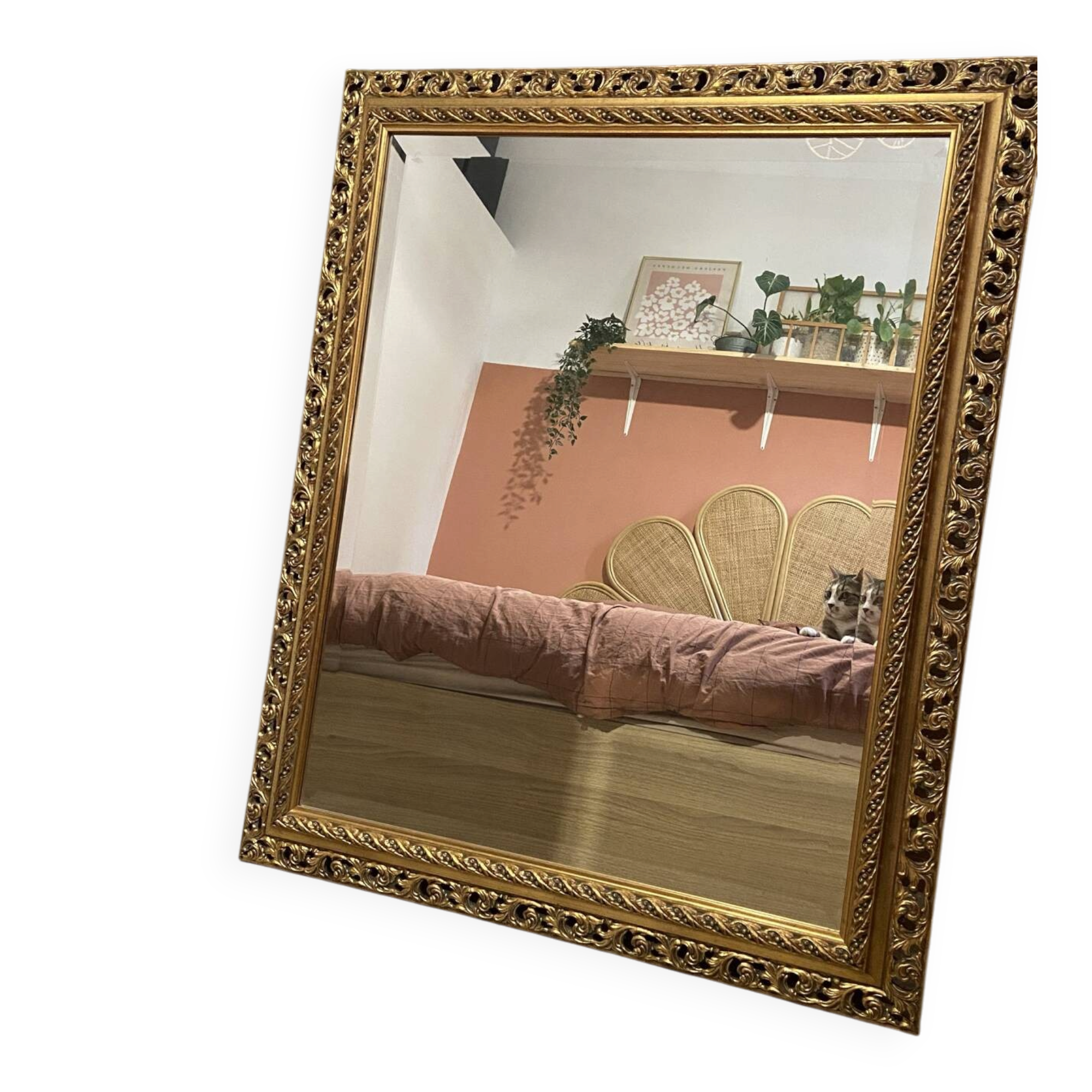 Exceptional antique large mirror in Louis XV style – Openwork gilded frame