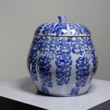 Gros pot couvert "Citrouille" Chinois céramique artisanale vintage