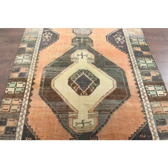 Vintage Turkish hand-knotted runner 112x358