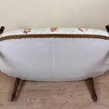 Louis XVI Style Basket Bench with floral fabric