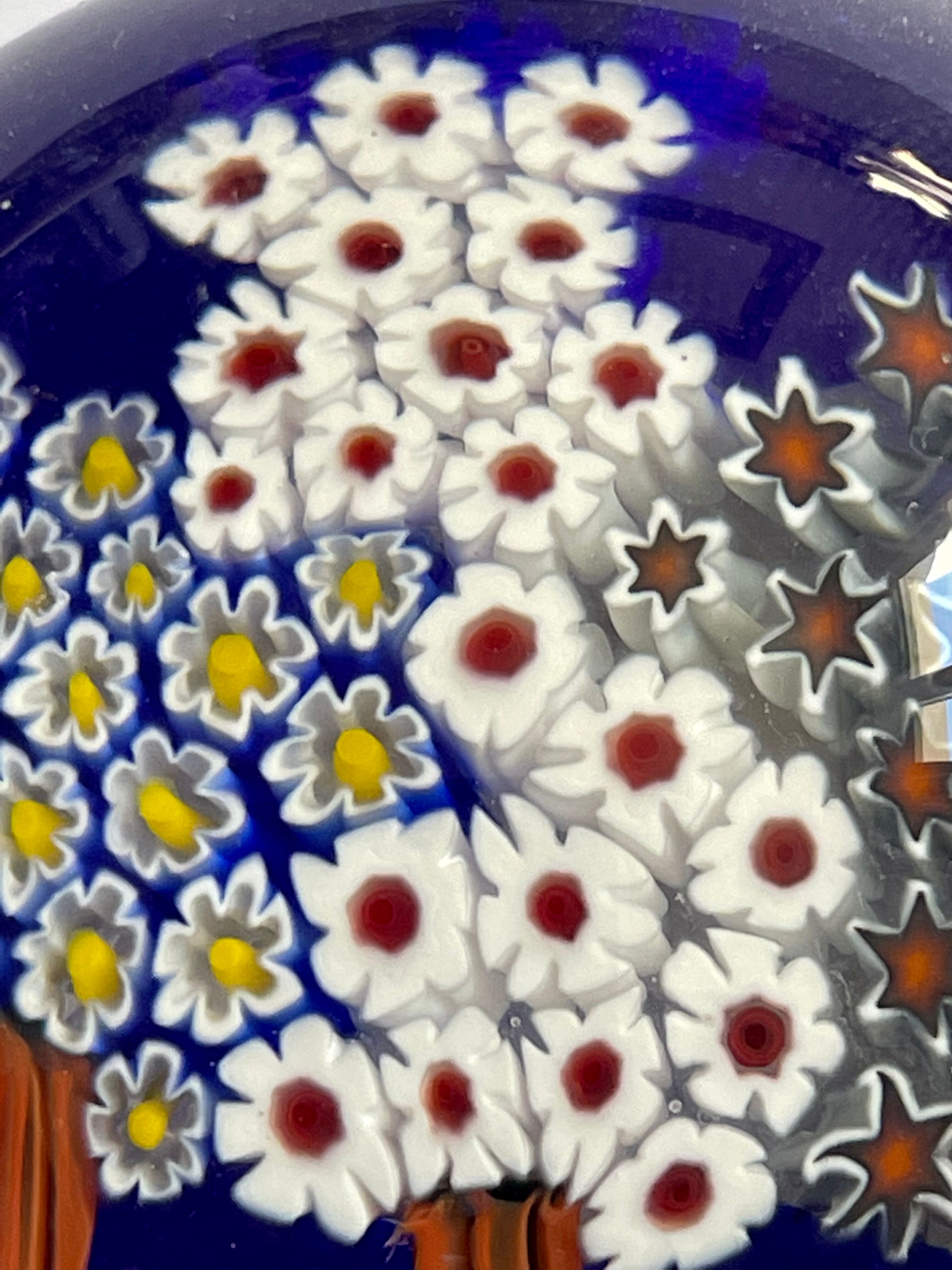 Millefiori Murano parchment paperweight signed