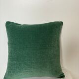 Coussin bi face motif floral vert tissé
