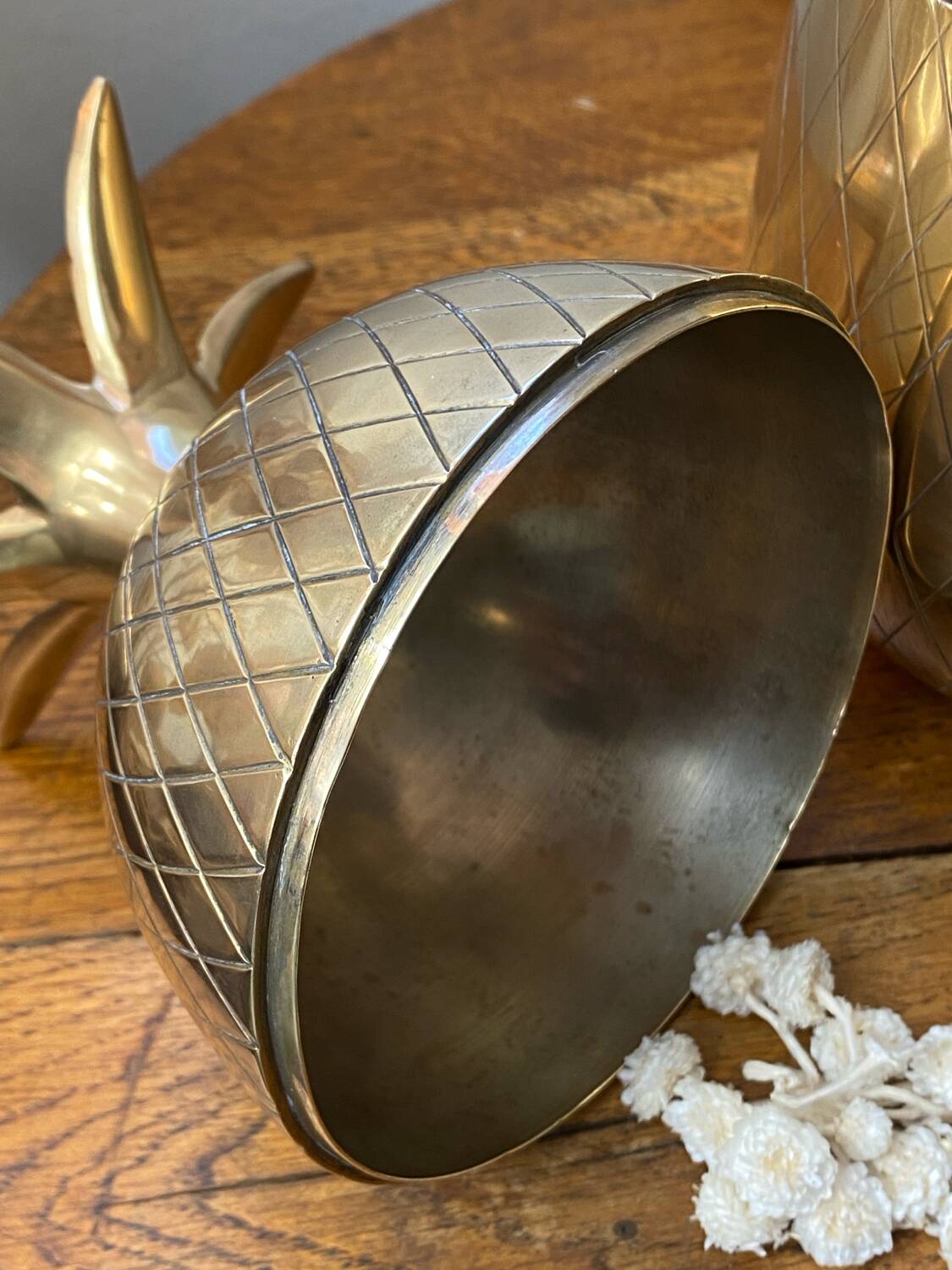 Chiseled brass pineapple