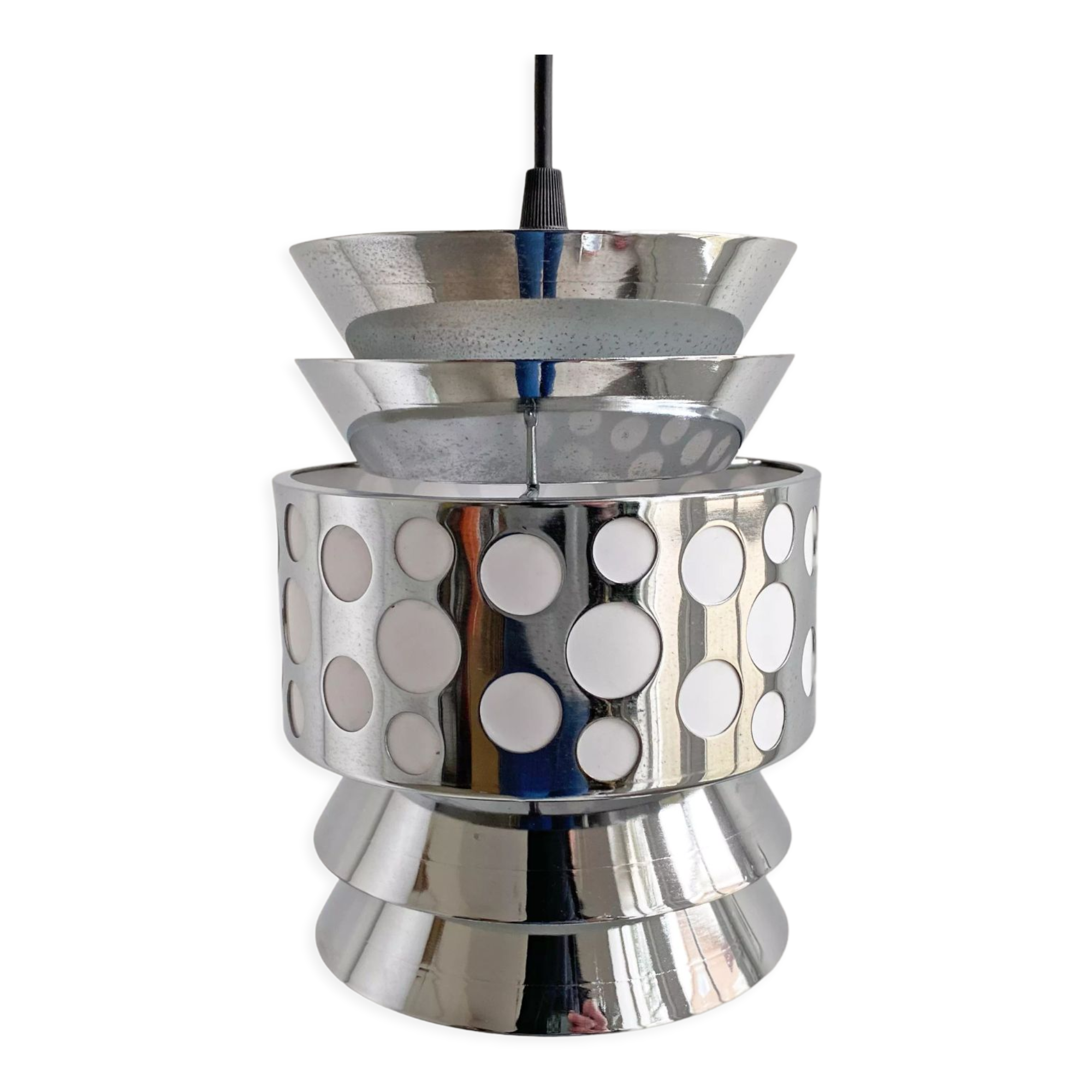 Lampe suspendue chrome space age des années 1970 par massive suspension