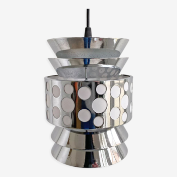1970s chrome space age hanging lamp by massive, pendant light