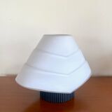 Pair of lamps in opaline glass and metal, 1980