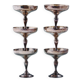 Set de 6 coupes à champagne en métal argenté
