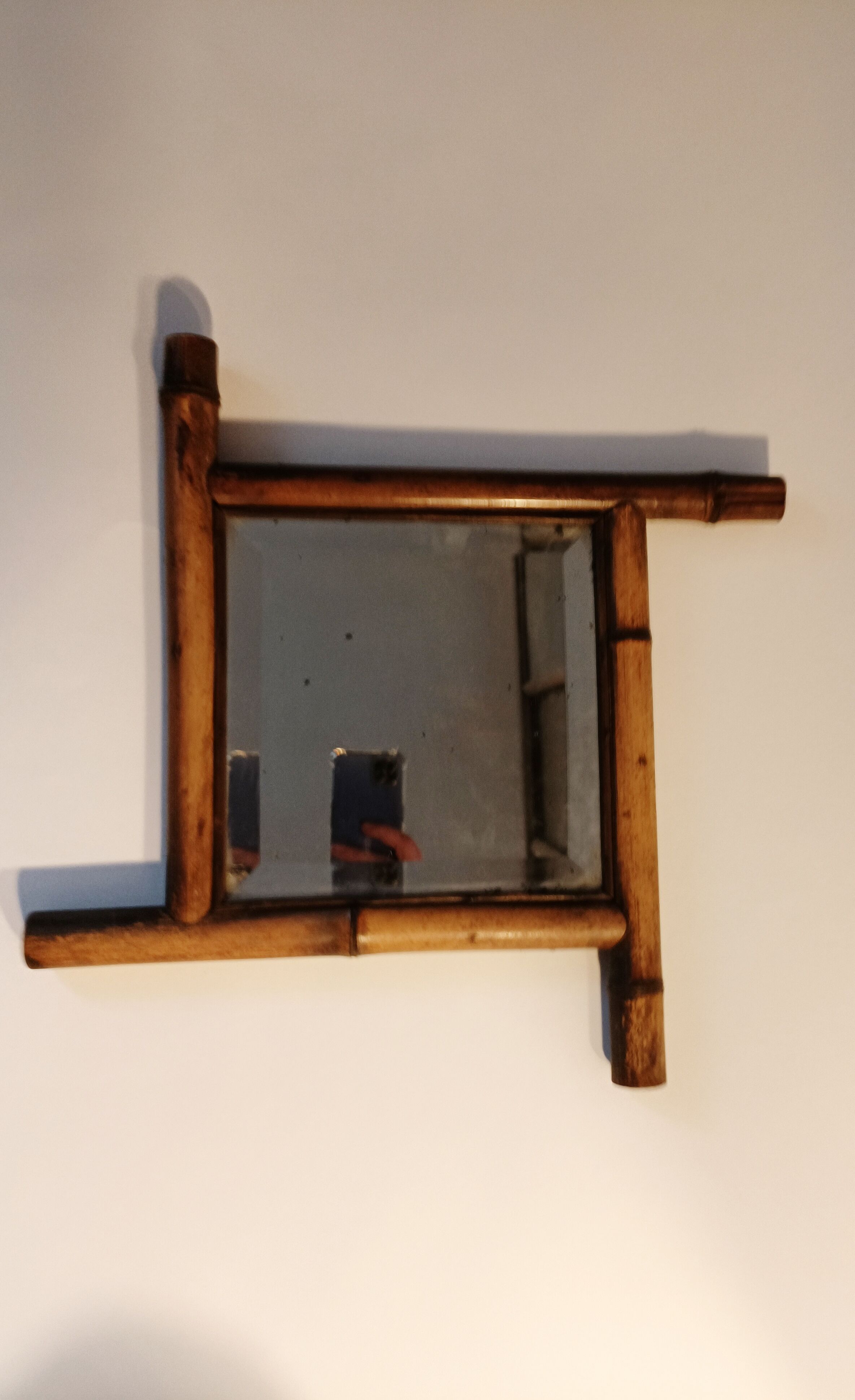 Miroir bambou vintage 35x35cm