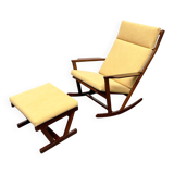 Mid-century Danish rocking chair set with footrest by Poul Volther for Frem Røjle, 1960s.