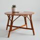 Vintage 1960s round wood and rattan coffee table