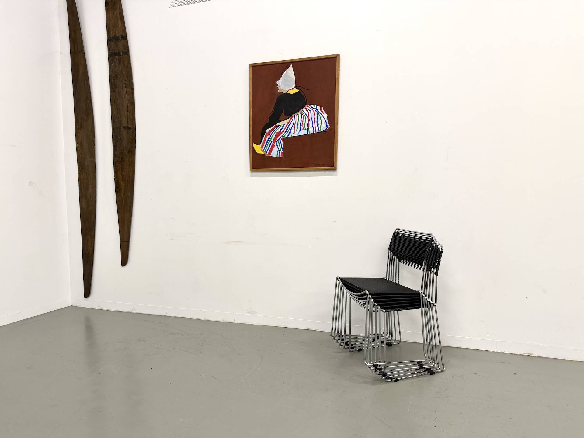 Set of 6 "Spaghetti" Chairs Italian Design 80s – Black & Chrome