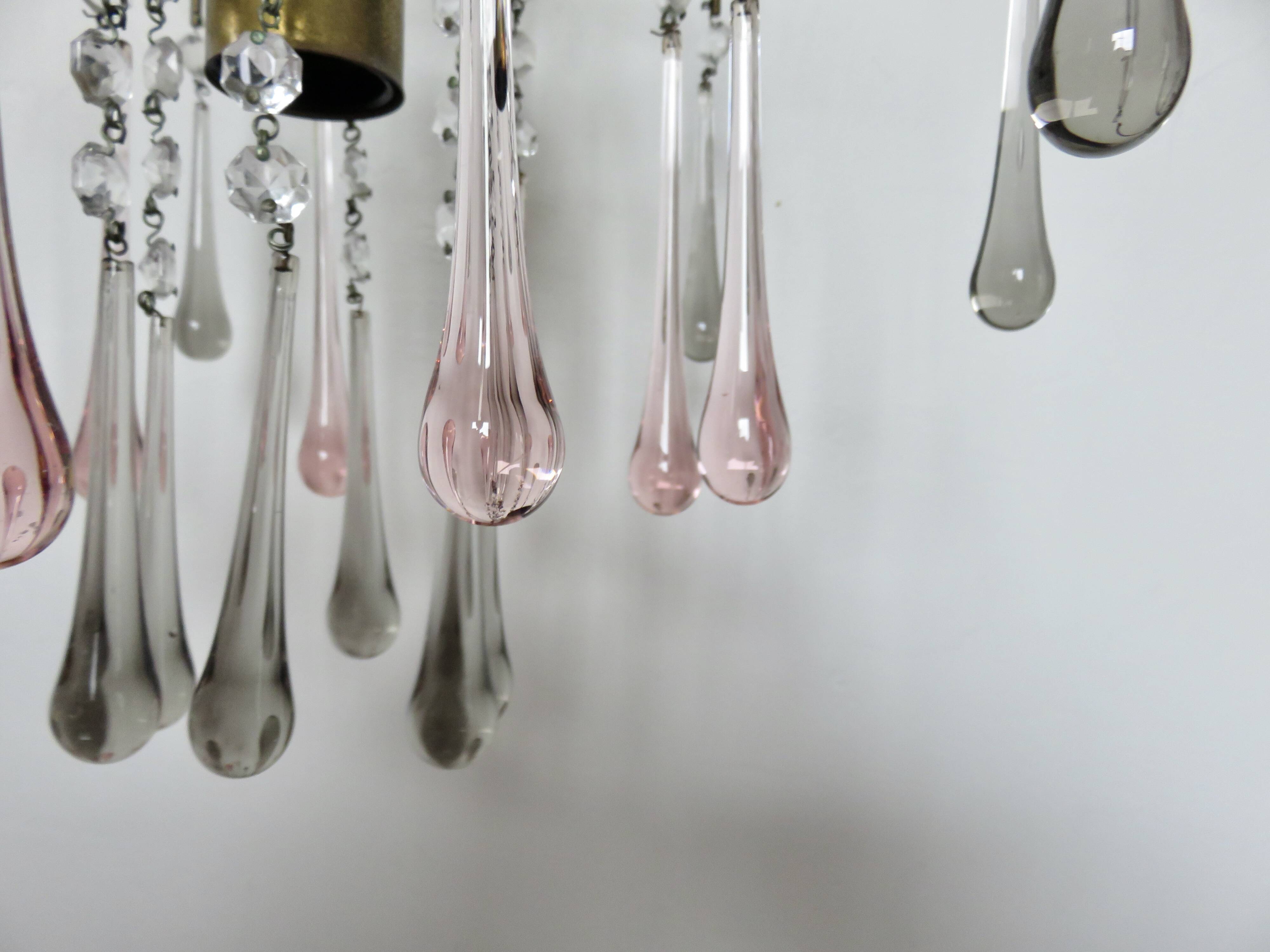 Crystal chandelier "water drop" in Murano glass, Italy