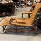 Wicker rattan chaise longue