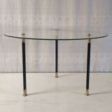 Glass tripod side coffee table - 60s/70s