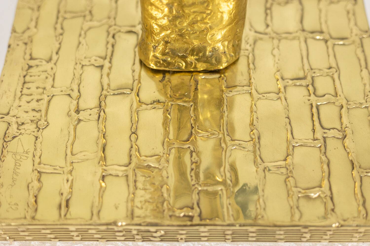 Jacques Duval Brasseur, Large golden brass cactus sculpture. 1992