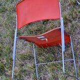 Pair of chairs by David Rowland, US Design, 1976, red metal and chrome