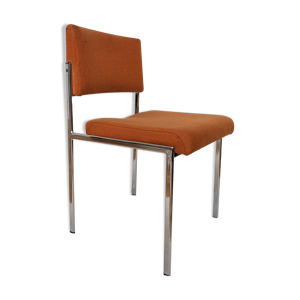 Chaise en tissu orange chromé