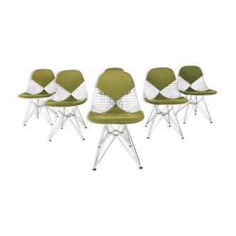 Set de 6 chaises Bikini en fil de chrome Eames pour Herman Miller, années 1960