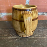 Old pichet terre de feu beige stoneware barrel shape