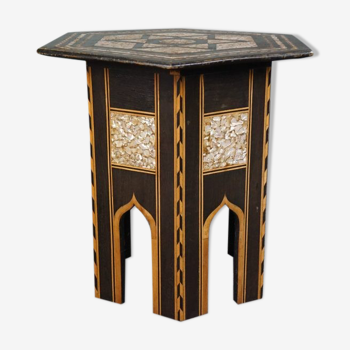 Table d'appoint en nacre, mosaïque orientale antique