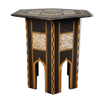 Side table in mother-of-pearl, ancient oriental mosaic