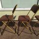 Lot de 4 chaise lafuma pliante damier marron doré