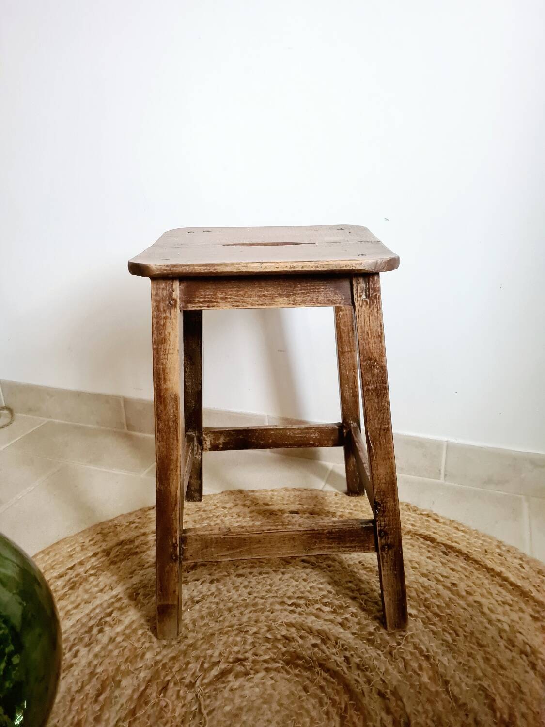 Old vintage handcrafted kitchen stool