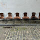 6 vintage chrome and suede design chairs