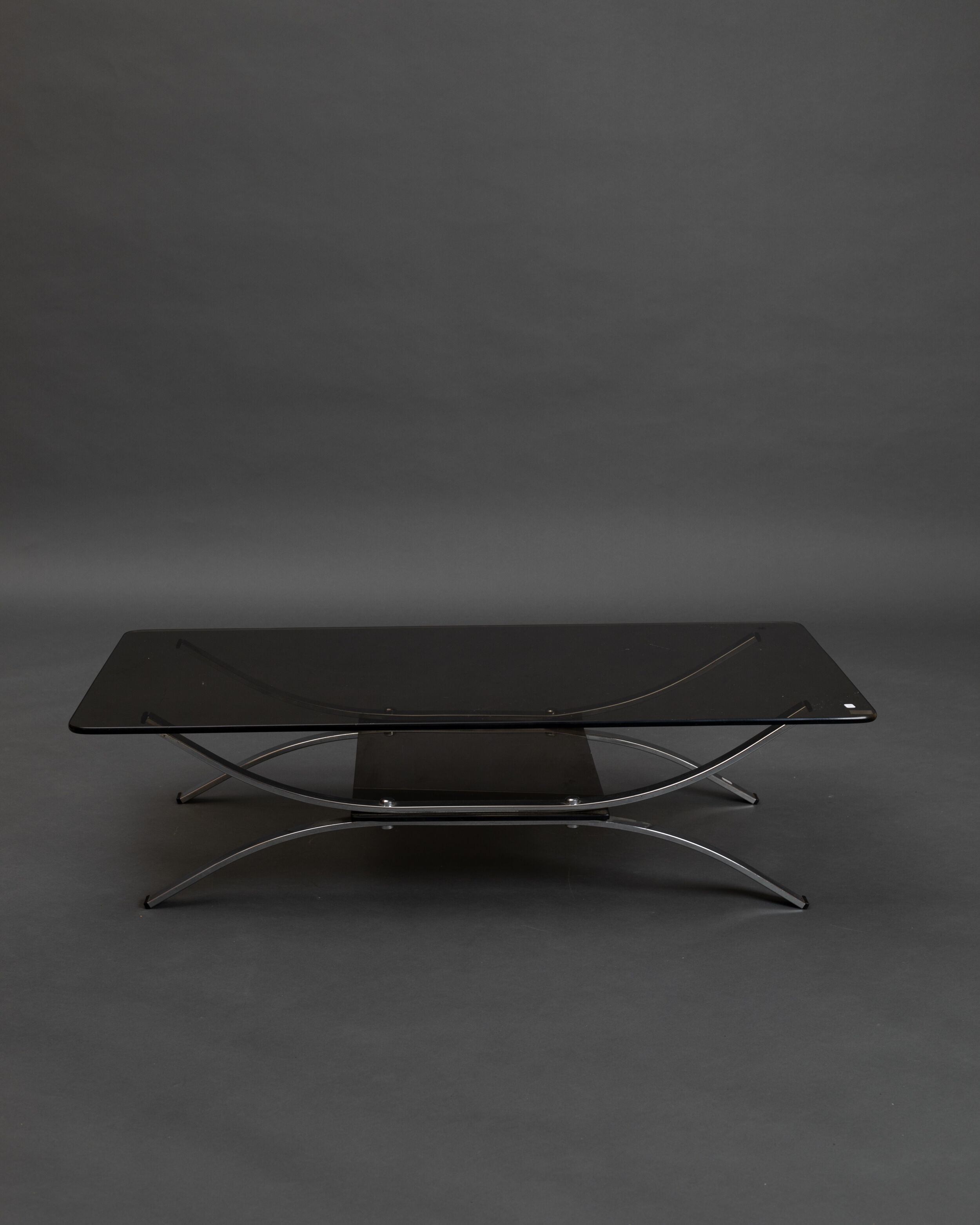 Chrome coffee table and smoked glass 1970