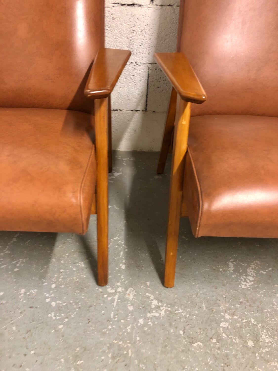 Pair of armchairs Scandinavian design feet compass vintage period 1960s