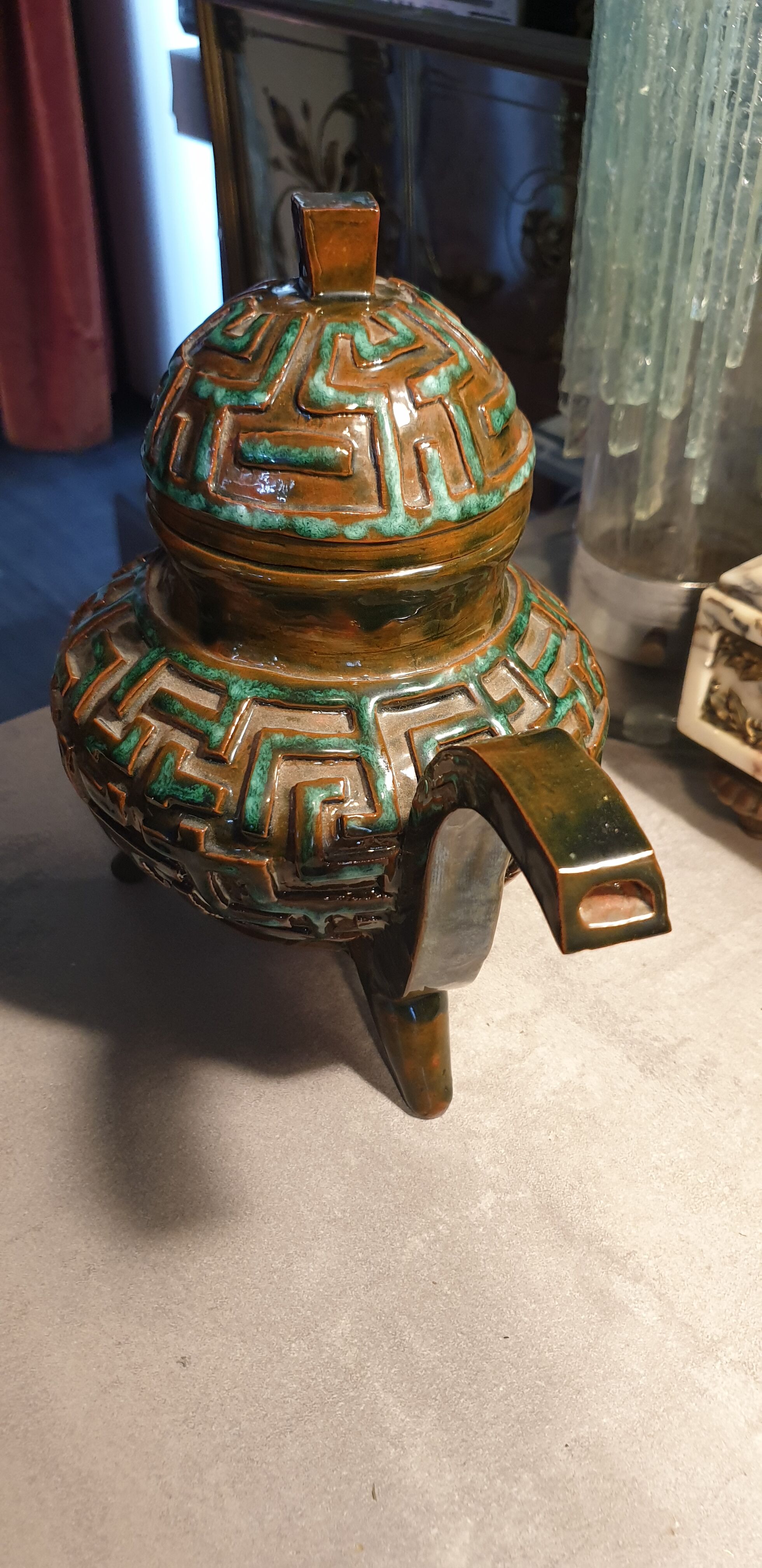 Terracotta teapot signed