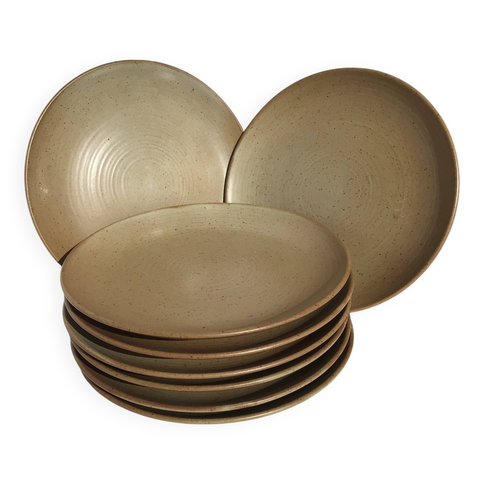8 dessert plates village speckled blond stoneware