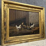 Louis Étienne DAUPHIN 1885-1926: scene of chickens in a barn around 1910