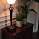 Antique large Mazda Art Deco lamp: opaline glass, wood & copper, 77 cm S802