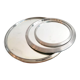 Set of 3 round mirrored trays, metal strapping, 1950/60
