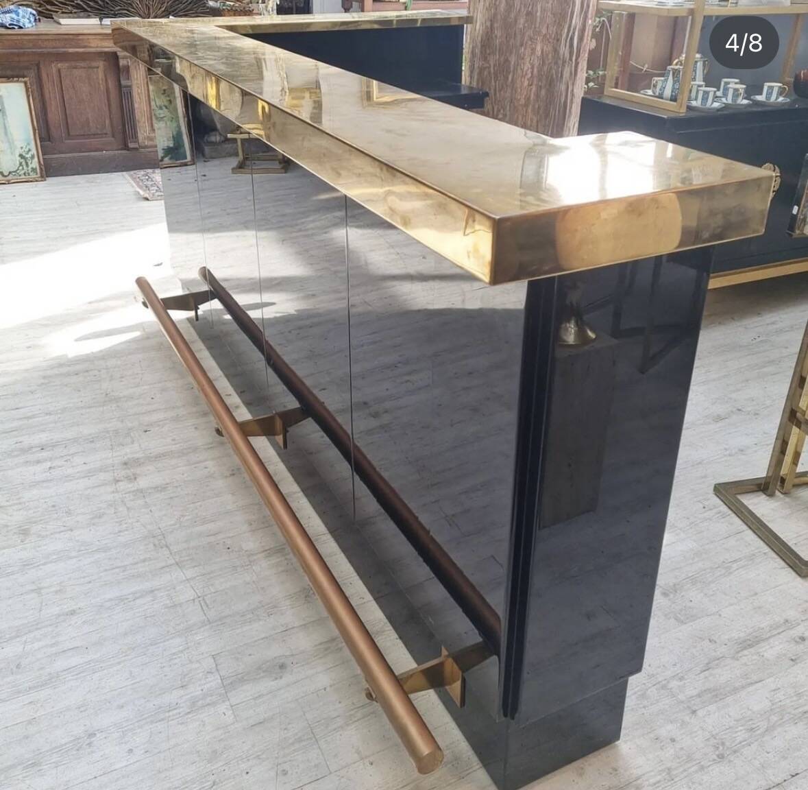 Maison Jansen counter in brass and blue lacquer