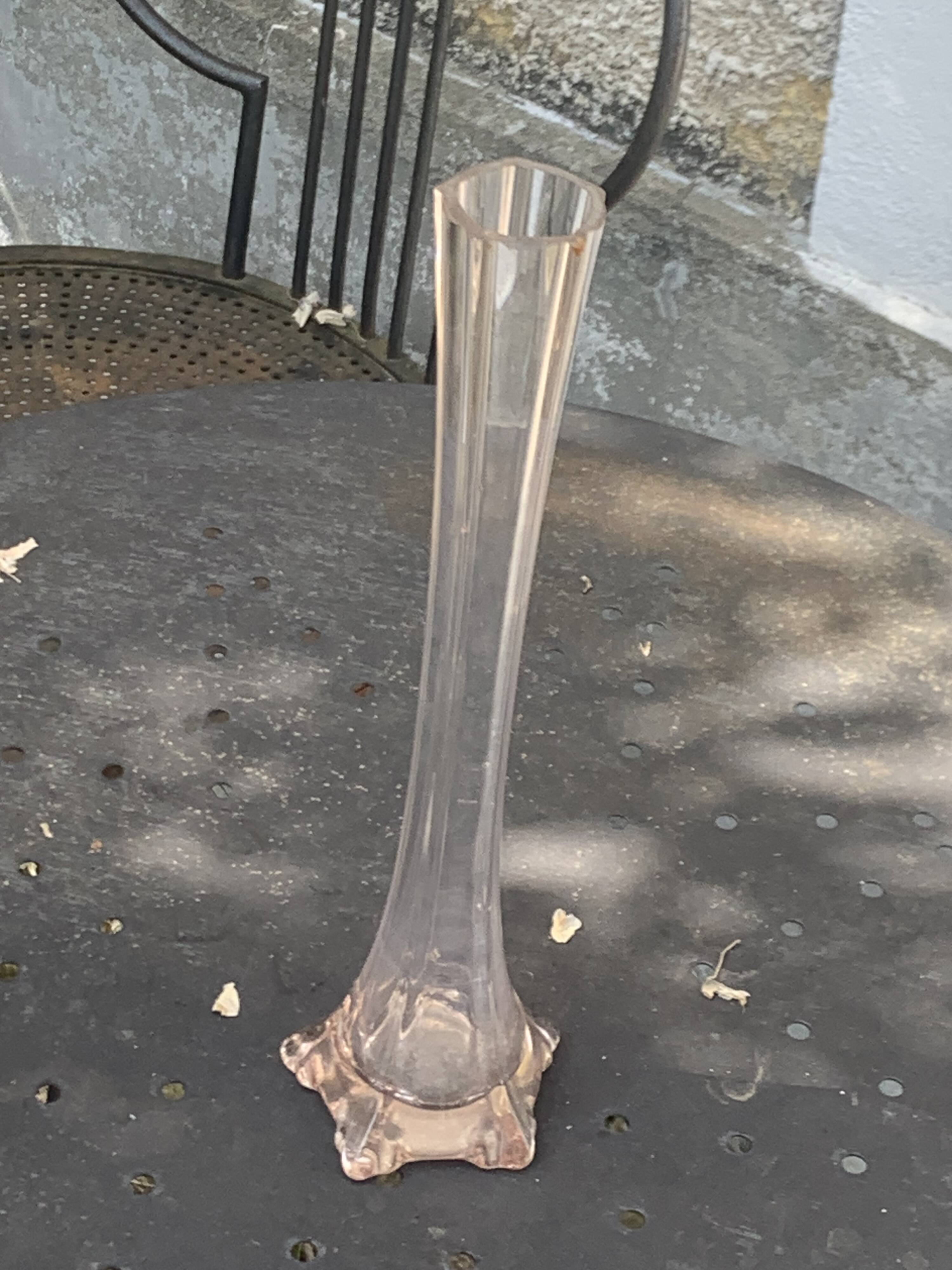 Art Deco pale pink glass faceted soliflore