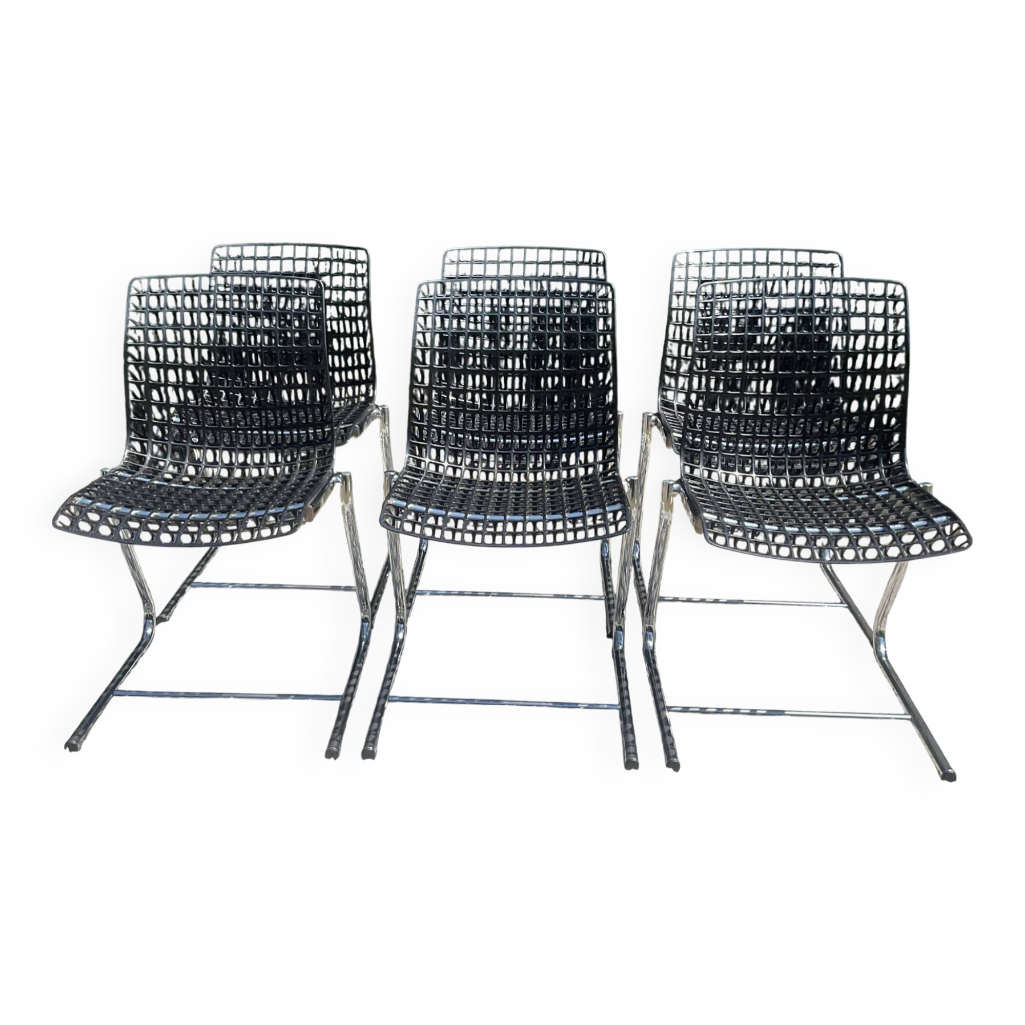 Série de 6 chaises « Moiré » par Ton Haas